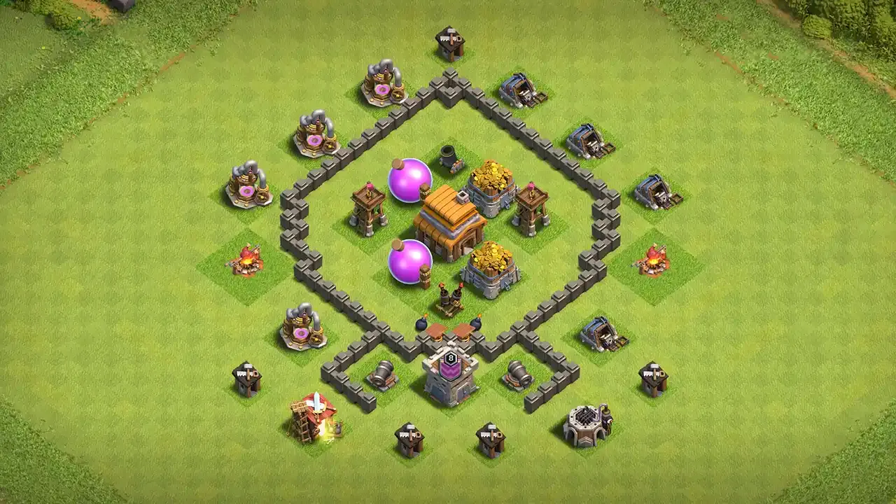 th4 anti-2 star farming base layout with copy link for clash of clans - th4 coc base