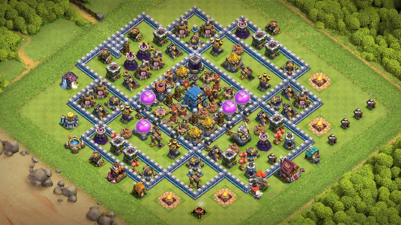 th12 anti 2 star farming base layout with copy link in clash of clans - coc town hall 16 base