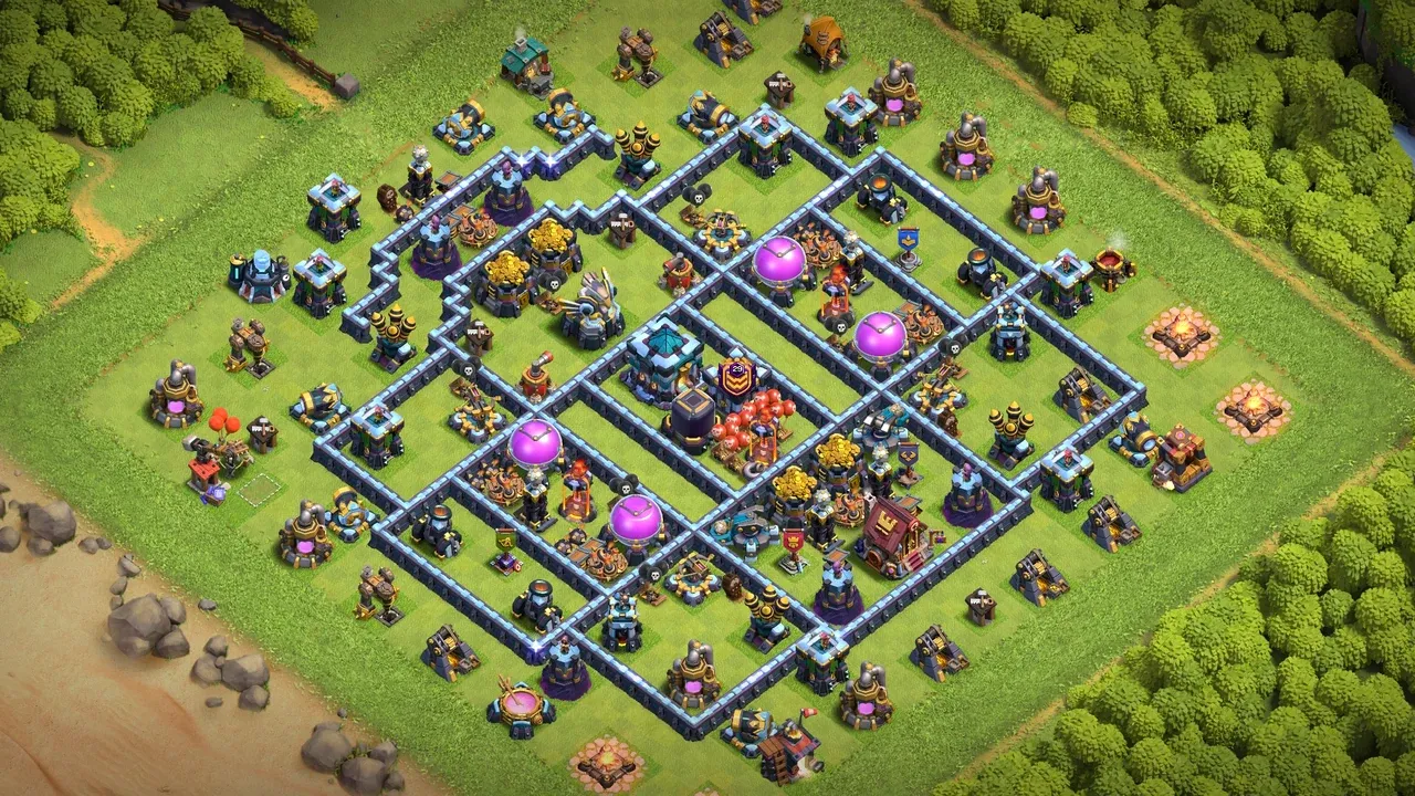th13 anti 2 star farming base layout with copy link in clash of clans - coc town hall 16 base