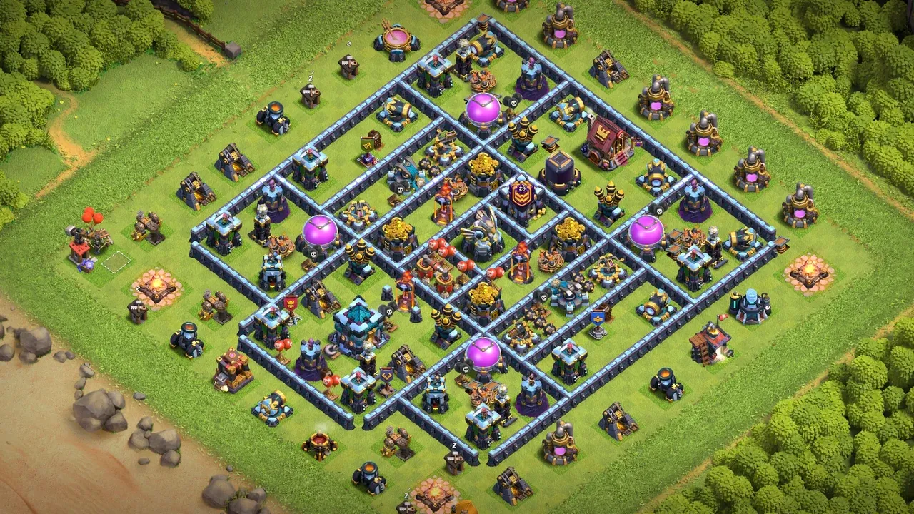 th13 anti 3 star farming base layout with copy link in clash of clans - coc town hall 16 base