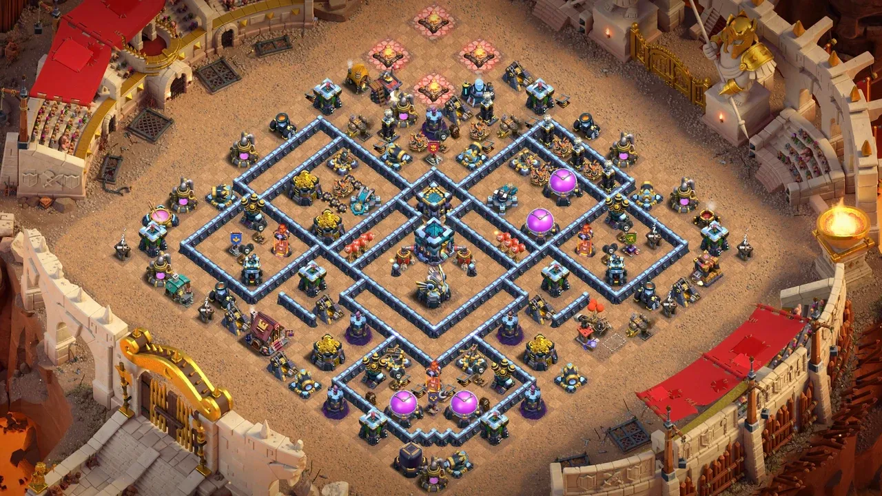 th13 anti 2 star war base layout with copy link in clash of clans - coc town hall 16 base