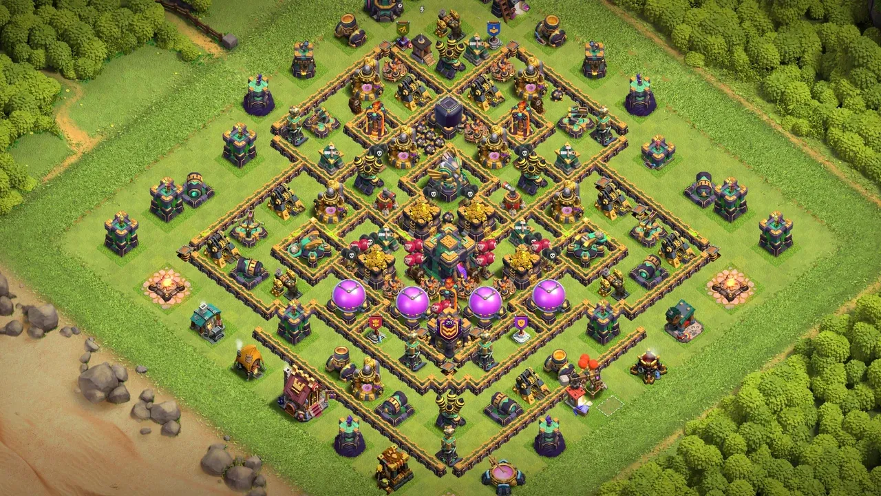 th14 anti 2 star farming base layout with copy link in clash of clans - coc town hall 16 base