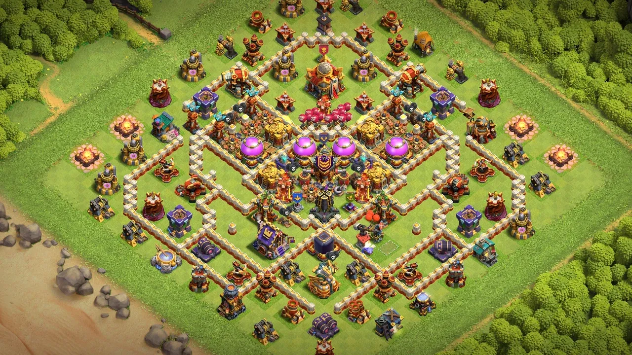 th16 anti 3 star farming base layout with copy link in clash of clans - coc town hall 16 base