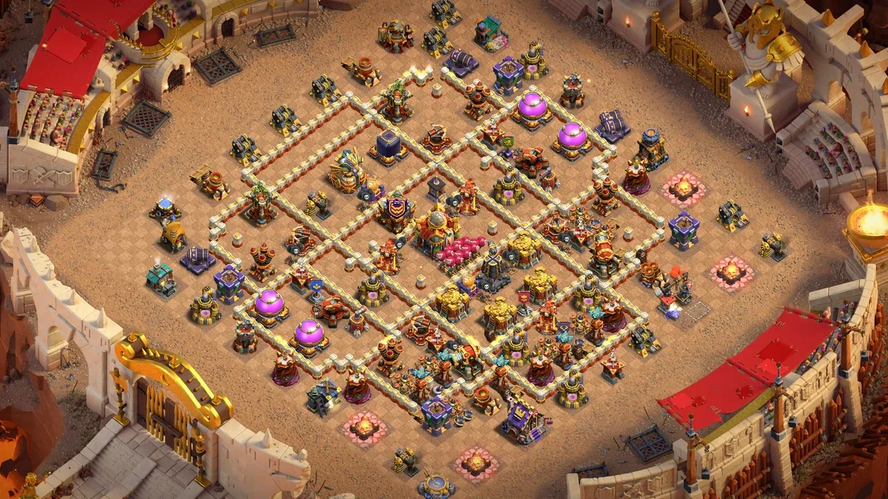 th16 anti 2 star war base layout with copy link in clash of clans - coc town hall 16 base