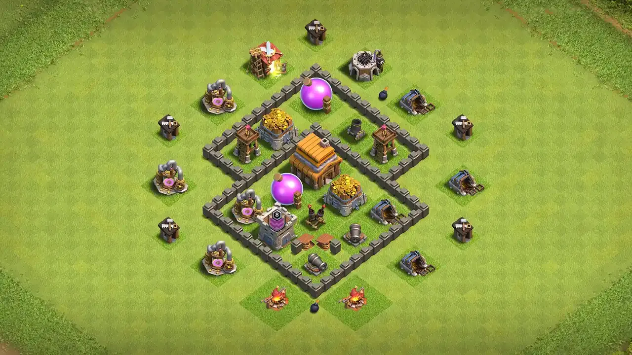 th4 anti-2 star farming base layout with copy link for clash of clans - th4 coc base