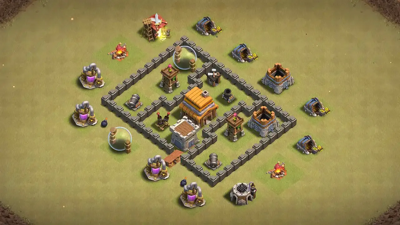 th4 anti-2 star war base layout with copy link for clash of clans - th4 coc base
