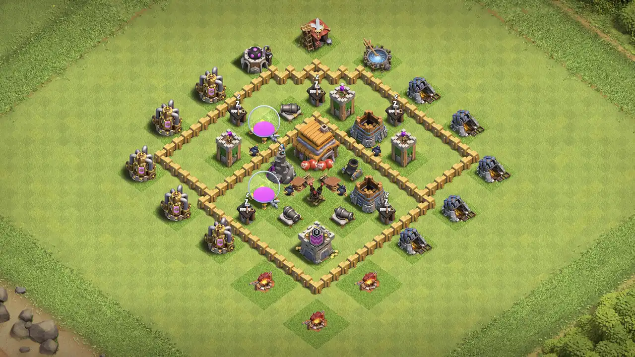 th5 anti-2 star farming base layout with copy link for clash of clans - th5 coc base