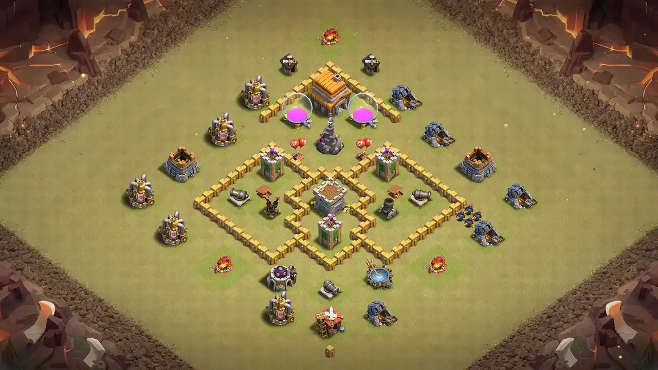 th5 anti-3 star cwl base layout with copy link for clash of clans - th5 coc base