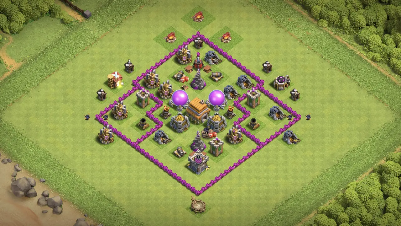 th6 anti 2 star farming base layout with copy link in clash of clans - coc town hall 16 base