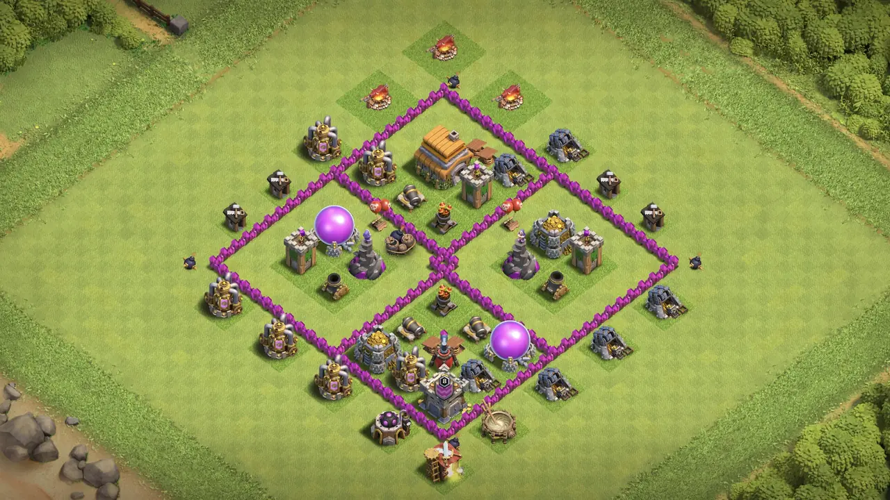 th6 anti 3 star farming base layout with copy link in clash of clans - coc town hall 16 base