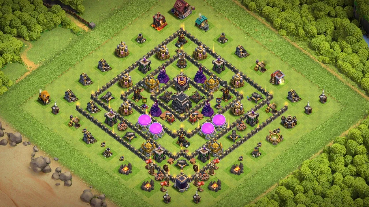 th9 anti 2 star trophy base layout with copy link in clash of clans - coc town hall 16 base