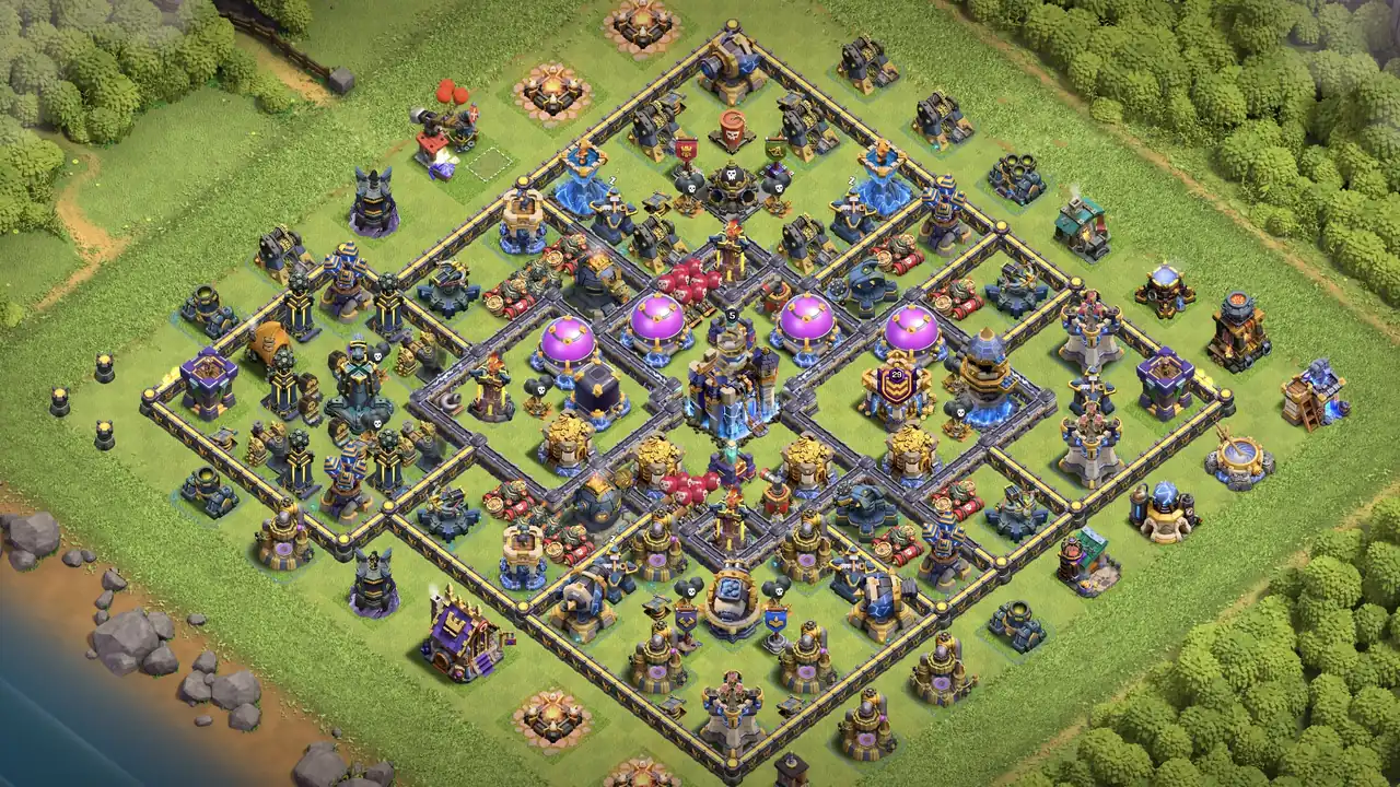 th18 anti 2 star bomb hive farming base layout with copy link in clash of clans - coc town hall 18 base