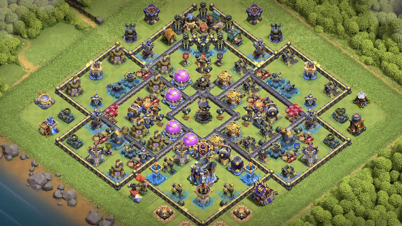 th18 anti 3 star bomb hive farming base layout with copy link in clash of clans - coc town hall 18 base