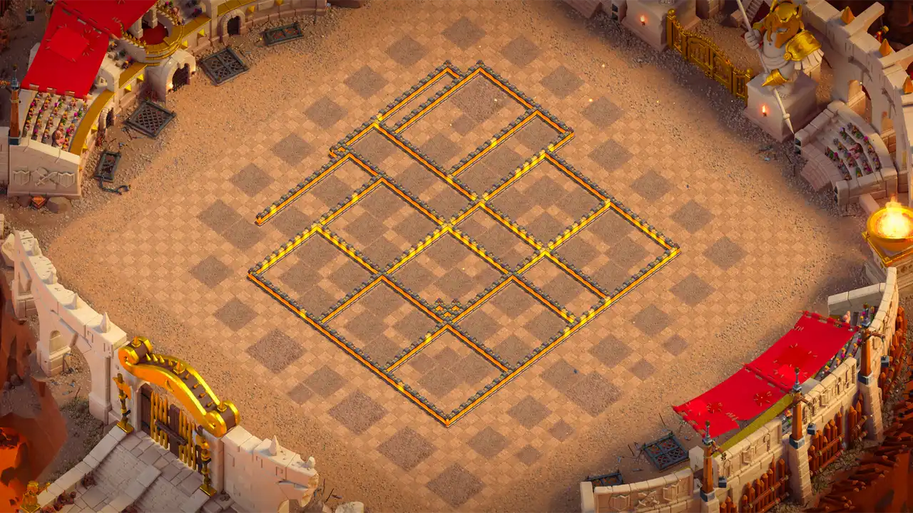 th10 anti 3 star cwl base wall view - wall layout only for clash of clans town hall 10