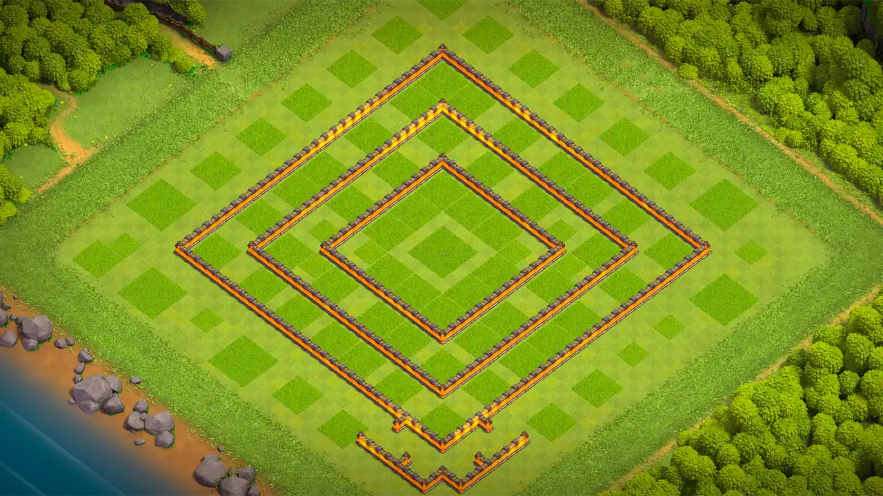 th10 anti 2 star farming base wall view - wall layout only for clash of clans town hall 10