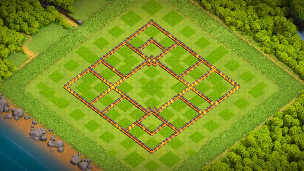th10 anti 2 star trophy base wall view - wall layout only for clash of clans town hall 10
