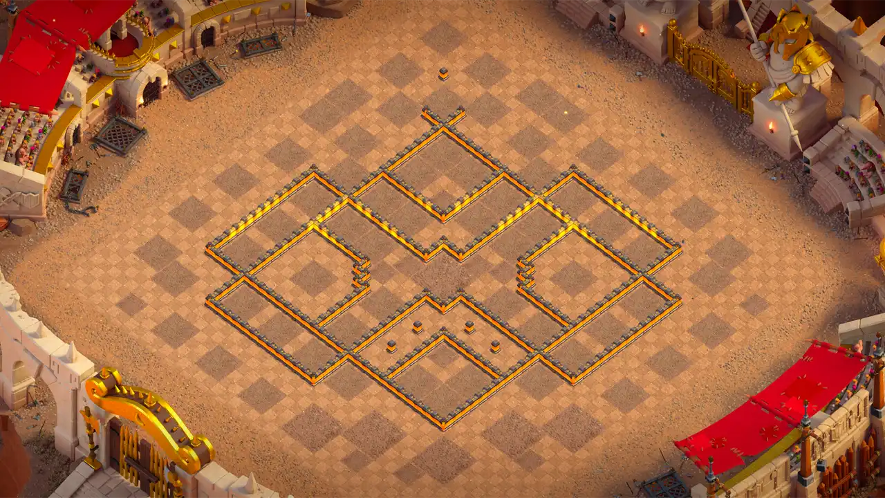 th10 anti 2 star war base wall view - wall layout only for clash of clans town hall 10