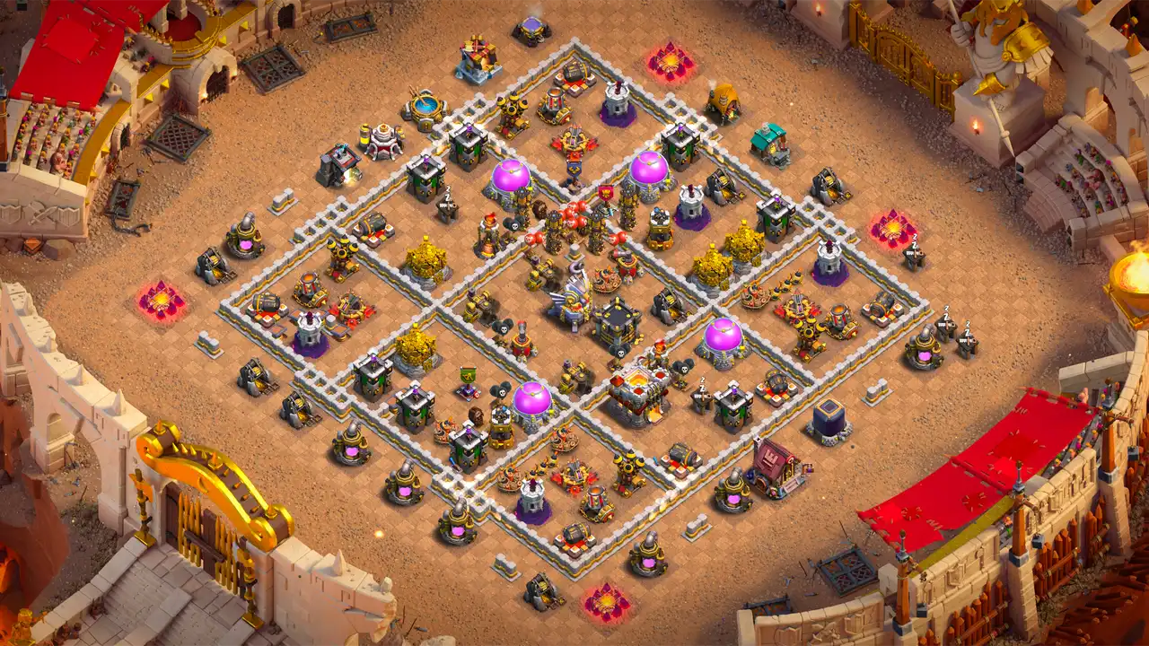 th11 anti 3 star cwl base layout with copy link in clash of clans - coc town hall 11 base