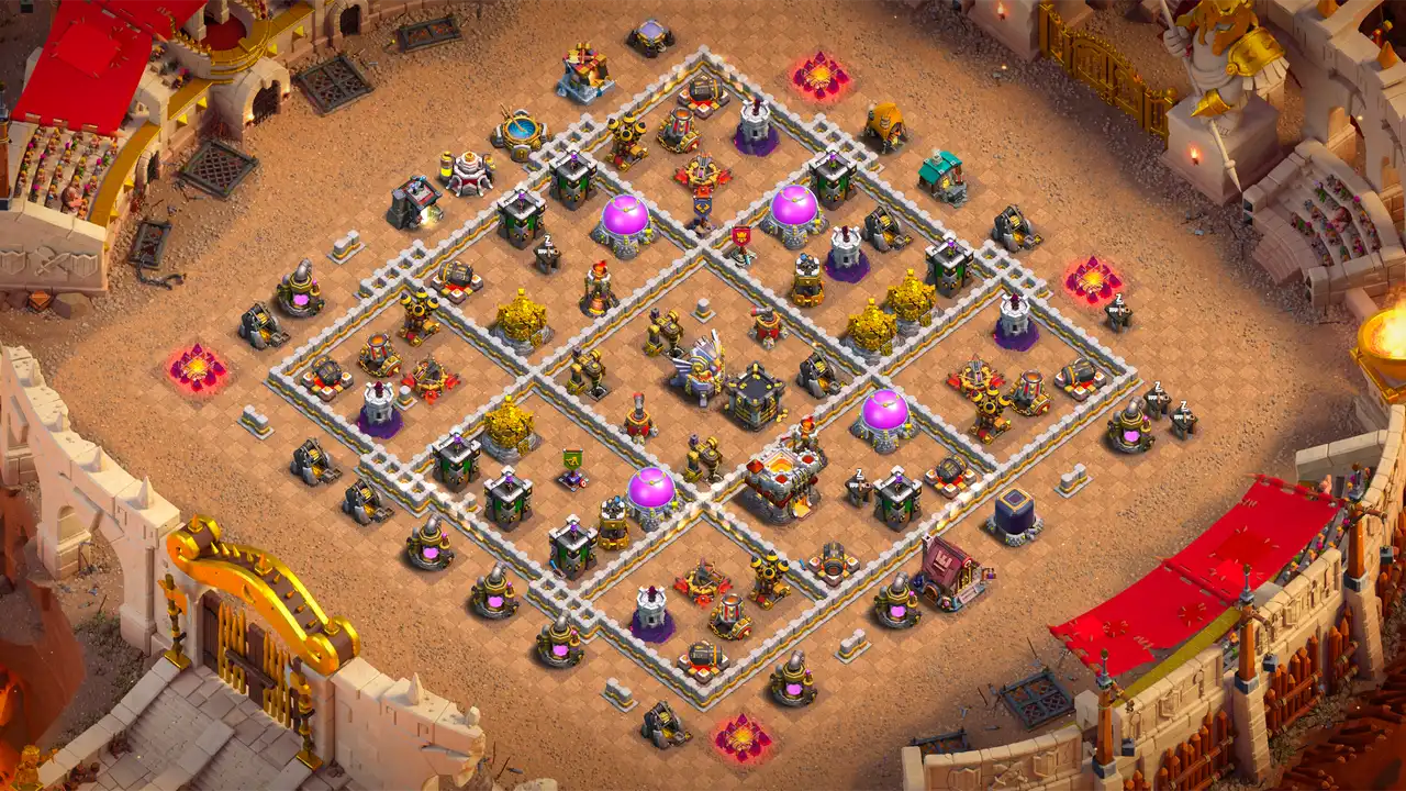 th11 anti 3 star cwl base scout view - full base layout for clash of clans town hall 11