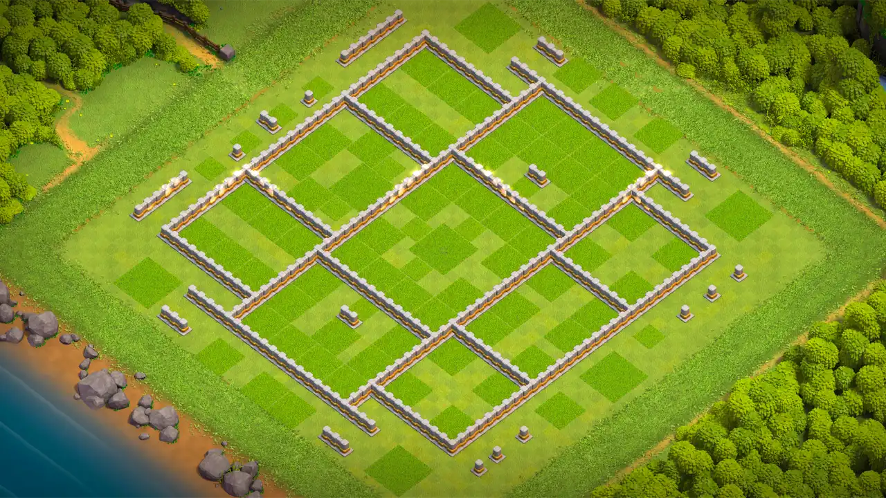 th11 anti 3 star farming base wall view - wall layout only for clash of clans town hall 11