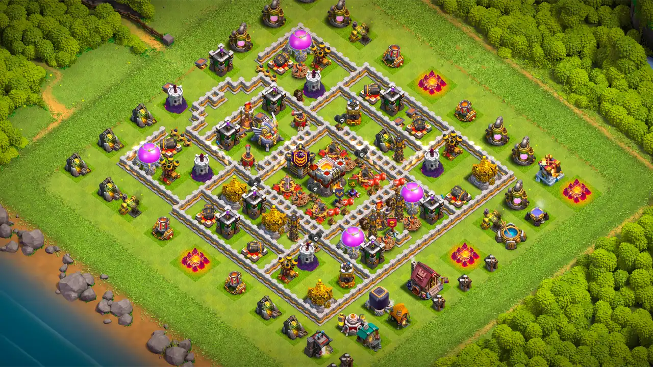 th11 anti 2 star trophy base layout with copy link in clash of clans - coc town hall 11 base