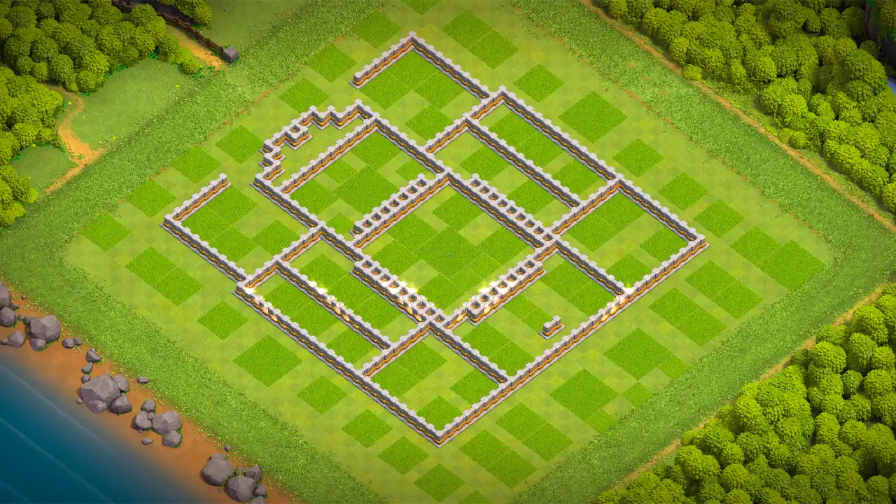 th11 anti 2 star trophy base wall view - wall layout only for clash of clans town hall 11