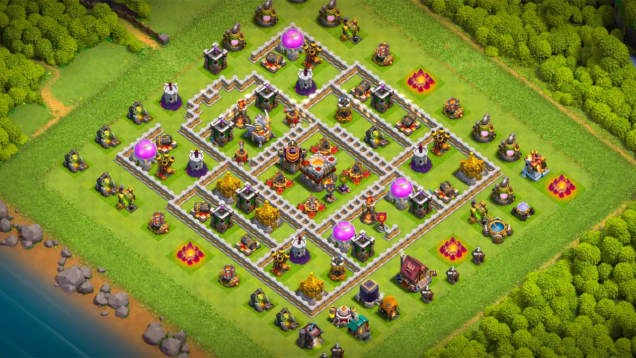th11 anti 2 star trophy base scout view - full base layout for clash of clans town hall 11