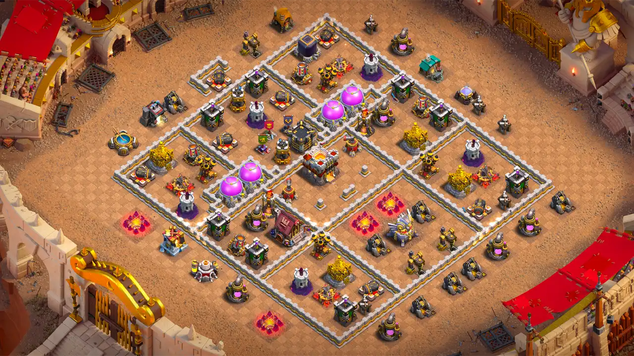 th11 anti 2 star war base scout view - full base layout for clash of clans town hall 11