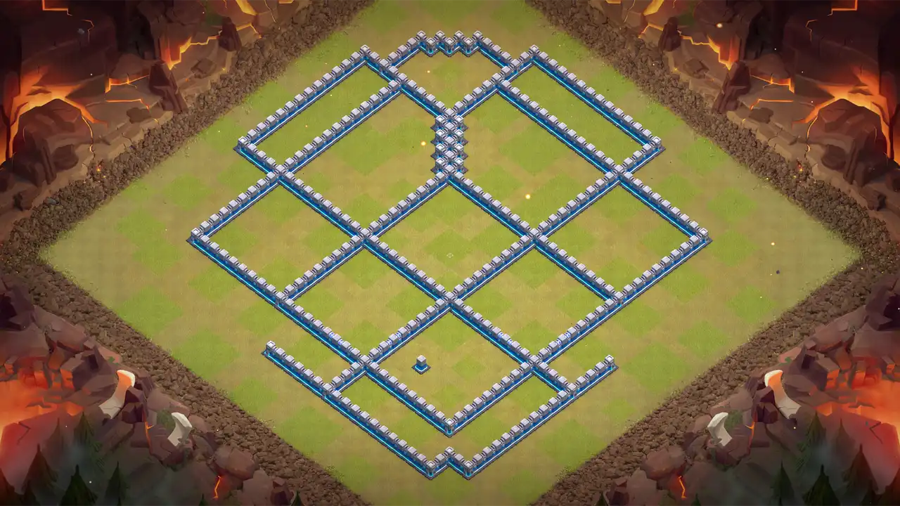 th12 anti 3 star cwl base wall view - wall layout only for clash of clans town hall 12