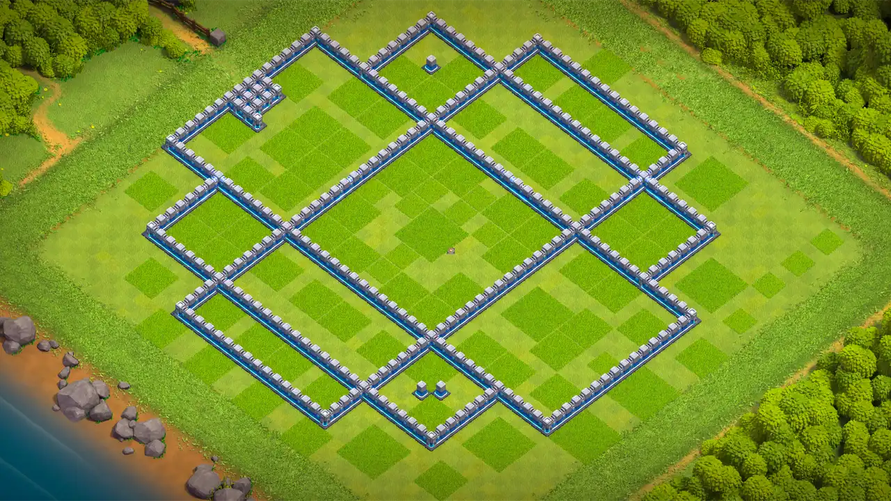 th12 anti 2 star farming base wall view - wall layout only for clash of clans town hall 12