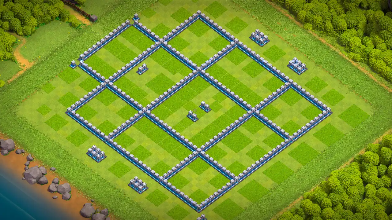 th12 anti 3 star farming base wall view - wall layout only for clash of clans town hall 12