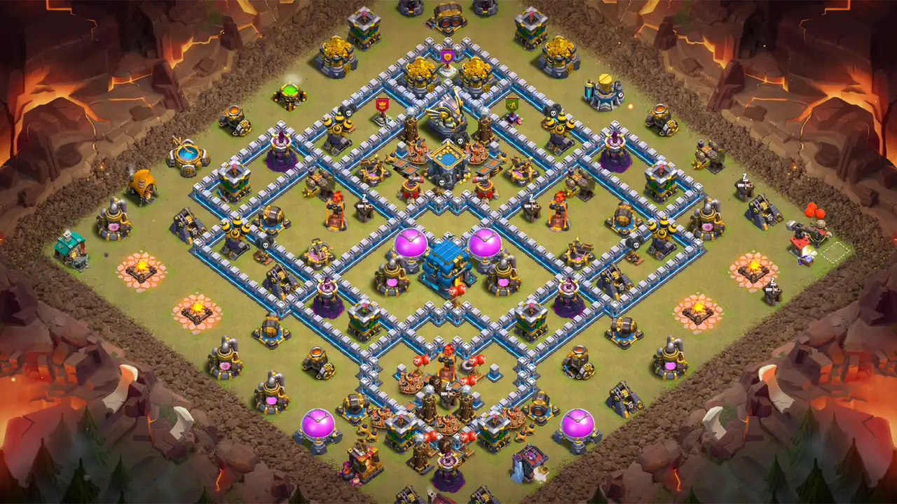 th12 anti 2 star war base layout with copy link in clash of clans - coc town hall 12 base