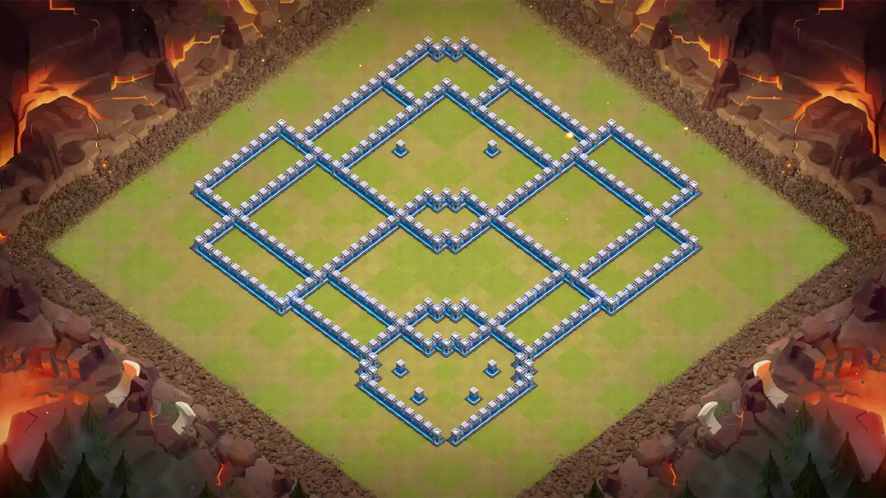th12 anti 2 star war base wall view - wall layout only for clash of clans town hall 12