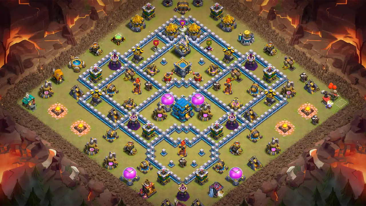 th12 anti 2 star war base scout view - full base layout for clash of clans town hall 12