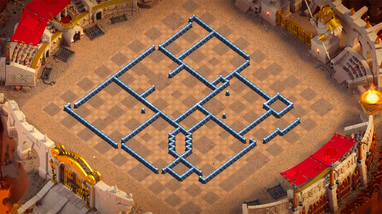th13 anti 3 star cwl base wall view - wall layout only for clash of clans town hall 13
