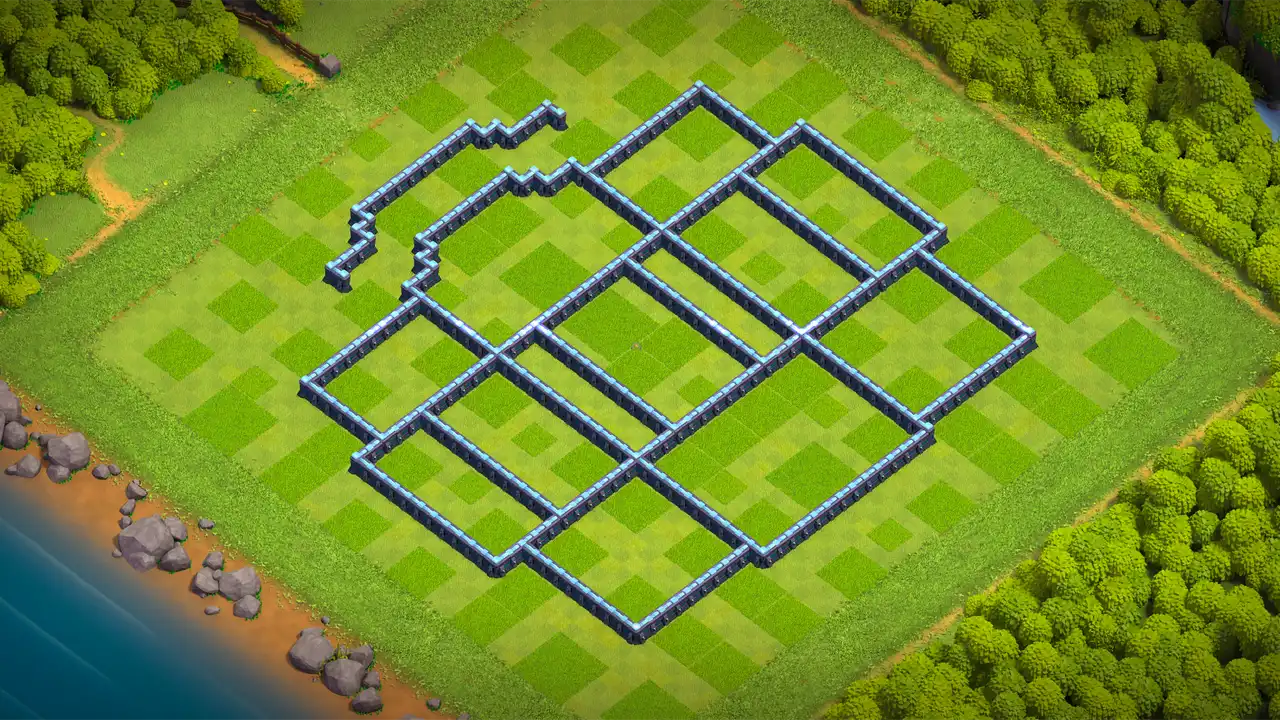 th13 anti 2 star farming base wall view - wall layout only for clash of clans town hall 13