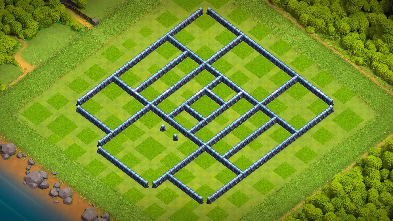 th13 anti 3 star farming base wall view - wall layout only for clash of clans town hall 13