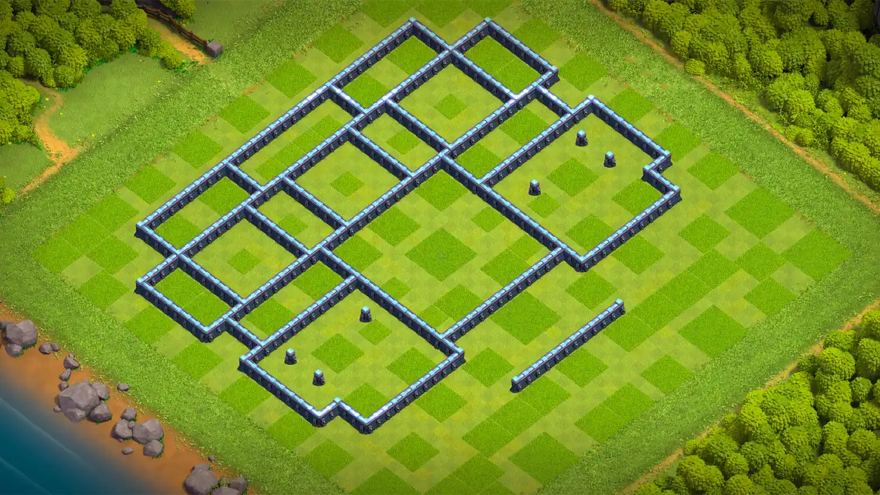th13 anti 2 star trophy base wall view - wall layout only for clash of clans town hall 13