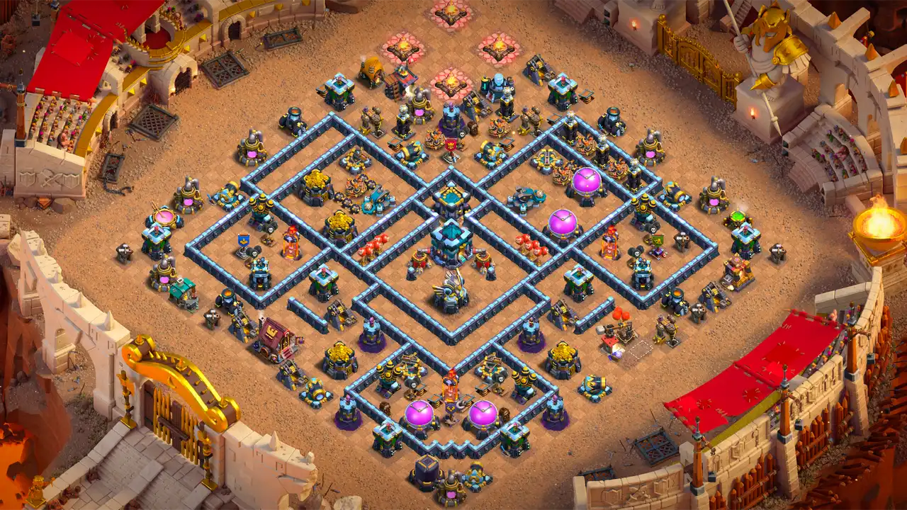 th13 anti 2 star war base layout with copy link in clash of clans - coc town hall 13 base