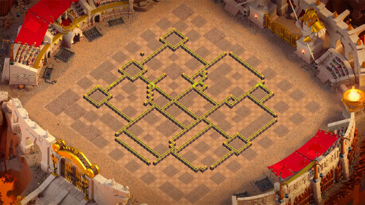 th14 anti 3 star cwl base wall view - wall layout only for clash of clans town hall 14