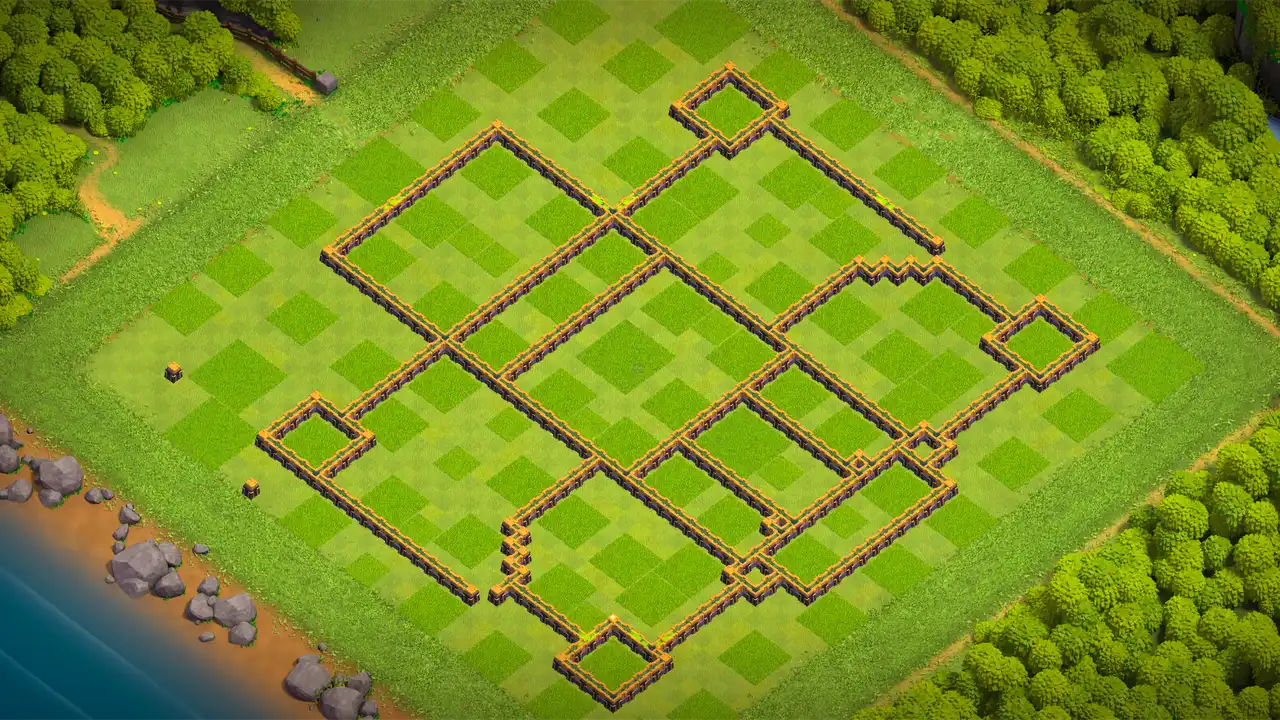 th14 anti 2 star farming base wall view - wall layout only for clash of clans town hall 14