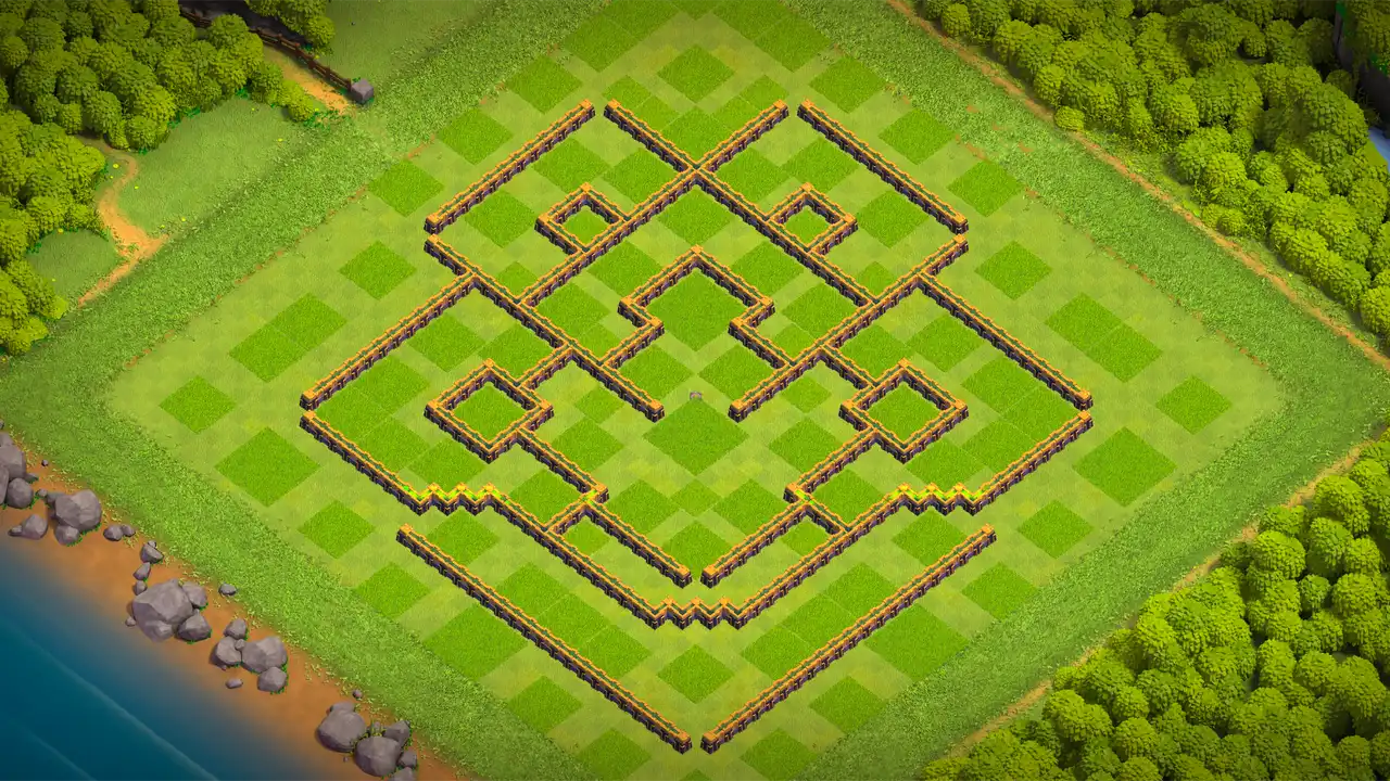 th14 anti 2 star farming base wall view - wall layout only for clash of clans town hall 14