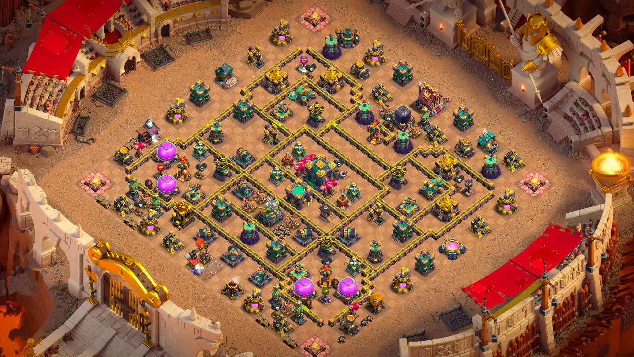 th14 anti 2 star war base layout with copy link in clash of clans - coc town hall 14 base