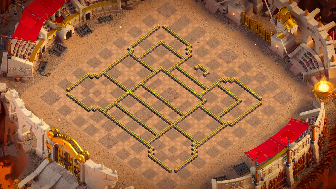 th14 anti 2 star war base wall view - wall layout only for clash of clans town hall 14