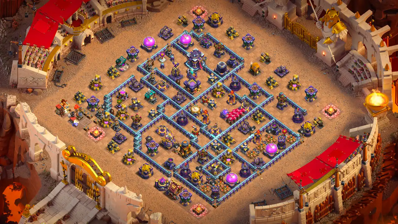 th15 anti 3 star cwl base layout with copy link in clash of clans - coc town hall 15 base