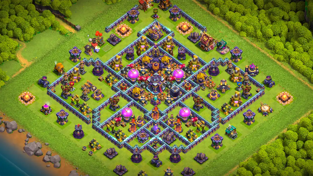 th15 anti 2 star farming base layout with copy link in clash of clans - coc town hall 15 base