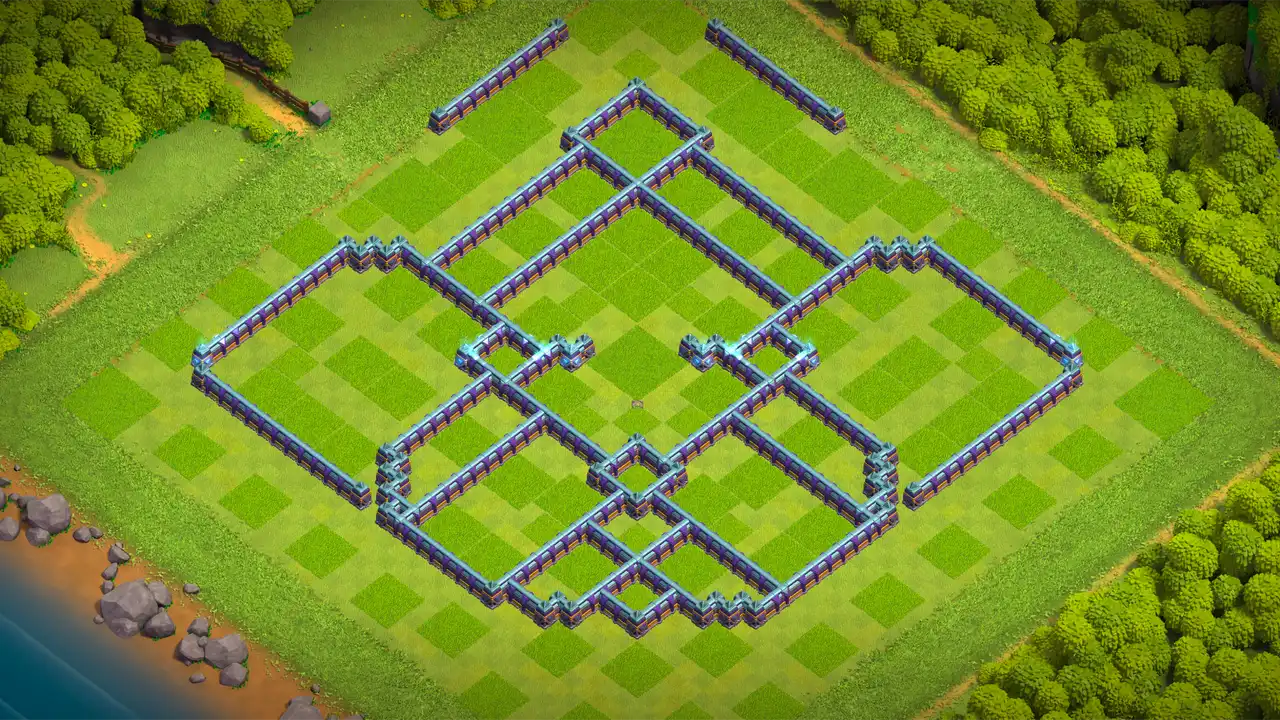 th15 anti 2 star farming base wall view - wall layout only for clash of clans town hall 15
