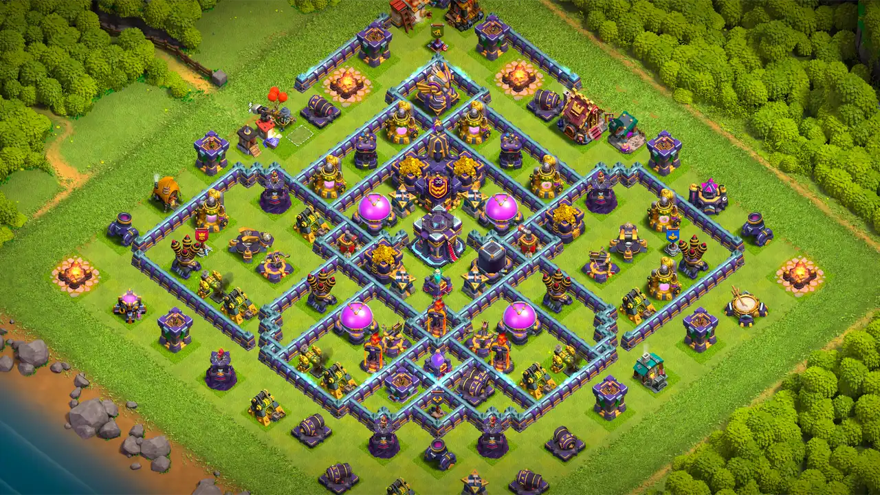 th15 anti 2 star farming base scout view - full base layout for clash of clans town hall 15