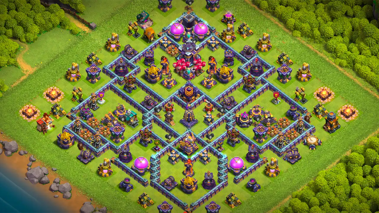th15 anti 3 star farming base layout with copy link in clash of clans - coc town hall 15 base