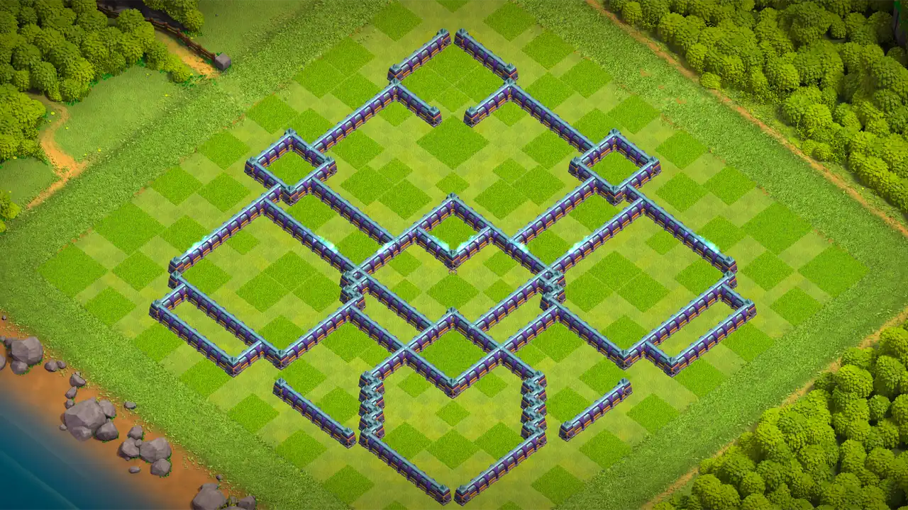 th15 anti 3 star farming base wall view - wall layout only for clash of clans town hall 15